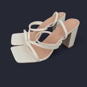 SHEIN Elegant White Strappy Heels